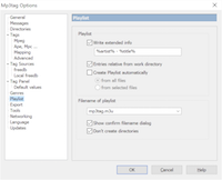 Playlist options dialog page